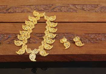 Designer gold plated cz mango necklace set 2