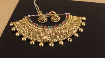 Designer gold plated bridal necklace set 1