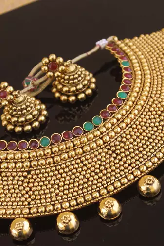 Designer gold plated bridal necklace set