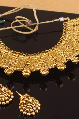 Designer gold plated bridal necklace set