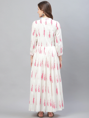 women white cotton floral printed a-line kurta 4