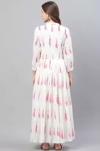 women white cotton floral printed a-line kurta