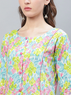 women multicolor rayon blend floral printed a-line kurta 2
