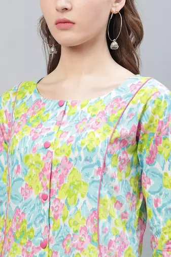 women multicolor rayon blend floral printed a-line kurta