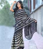 Black sequins georgette party wear sarees with blouse