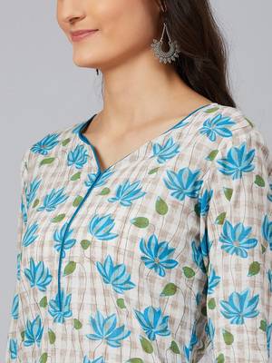 women white cotton floral printed straight kurta 2