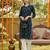 women teal cotton geometric printed straight kurta