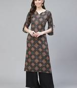 women black cotton bandhani printed straight kurta