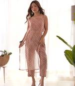 Blush me tan leheriya kurta pant set