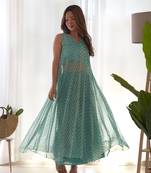 Fern green leheriya anarkali palazzo set