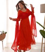 The laal rang baddhani anarkali palazzo set with dupatta