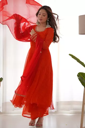 anarkali palazzo set with dupatta
