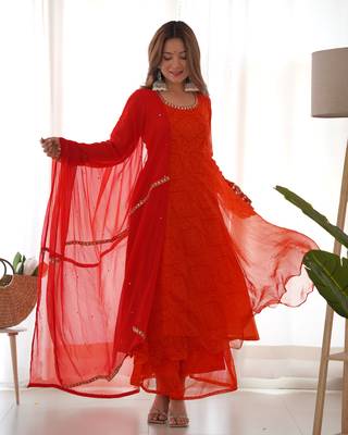 anarkali palazzo set with dupatta 4