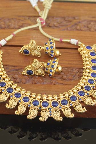 Designer gold plated mango necklace set
