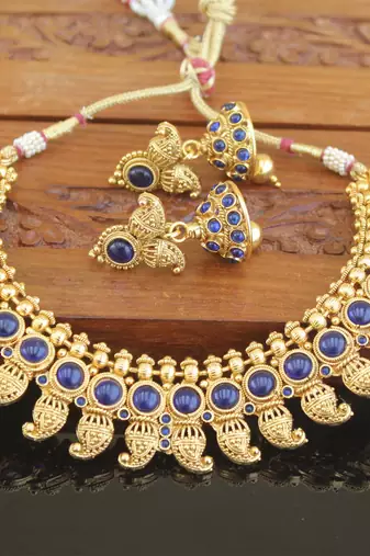 Designer gold plated mango necklace set