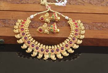 Designer gold plated mango necklace set 1