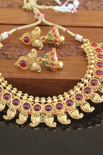 Designer gold plated mango necklace set