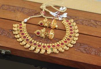 Designer gold plated mango necklace set 2