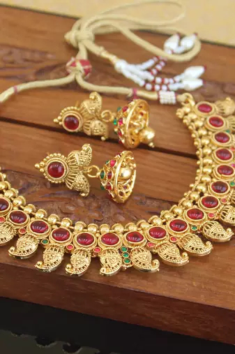 Designer gold plated mango necklace set