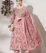 Women floral embroidered regular kurta with trousers & with dupatta