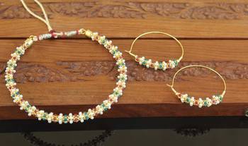 Designer gold plated pearl necklace set 2