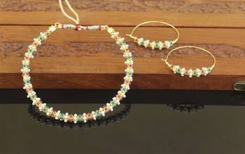 Designer gold plated pearl necklace set 1