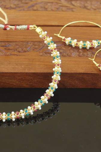 Designer gold plated pearl necklace set