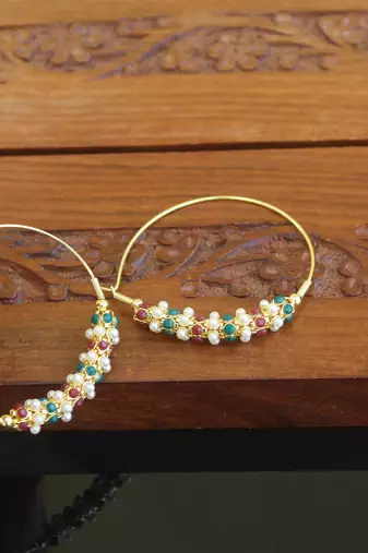 Designer gold plated pearl necklace set