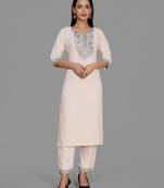 Trendy designer khadi cotton embroidery kurta set