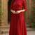 women red viscose rayon solid printed a-line kurta