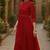 women red viscose rayon solid printed a-line kurta