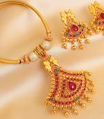 Beautiful Antique Kemp Green Designer Necklace Set Dj12391