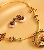 Gorgeous Peacock Pendant Temple Necklace Set