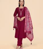 Trendy designer viscose vertican fabric khalti work kurta set with printed jaquard dupatta