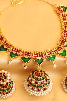 GORGEOUS KERALA STYLE JHUMKKA PENDANT NECKLACE SET DJ29606