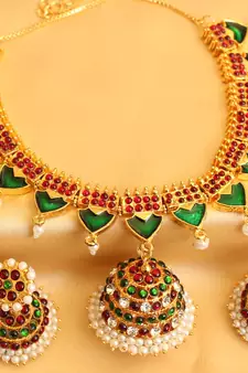 GORGEOUS KERALA STYLE JHUMKKA PENDANT NECKLACE SET DJ29606