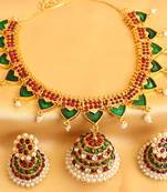 GORGEOUS KERALA STYLE JHUMKKA PENDANT NECKLACE SET DJ29606