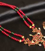 Beautiful Temple Jewel Ruby 2 Strand Necklace Set