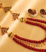 Beautiful Side Pendant Ruby Temple Necklace Set 