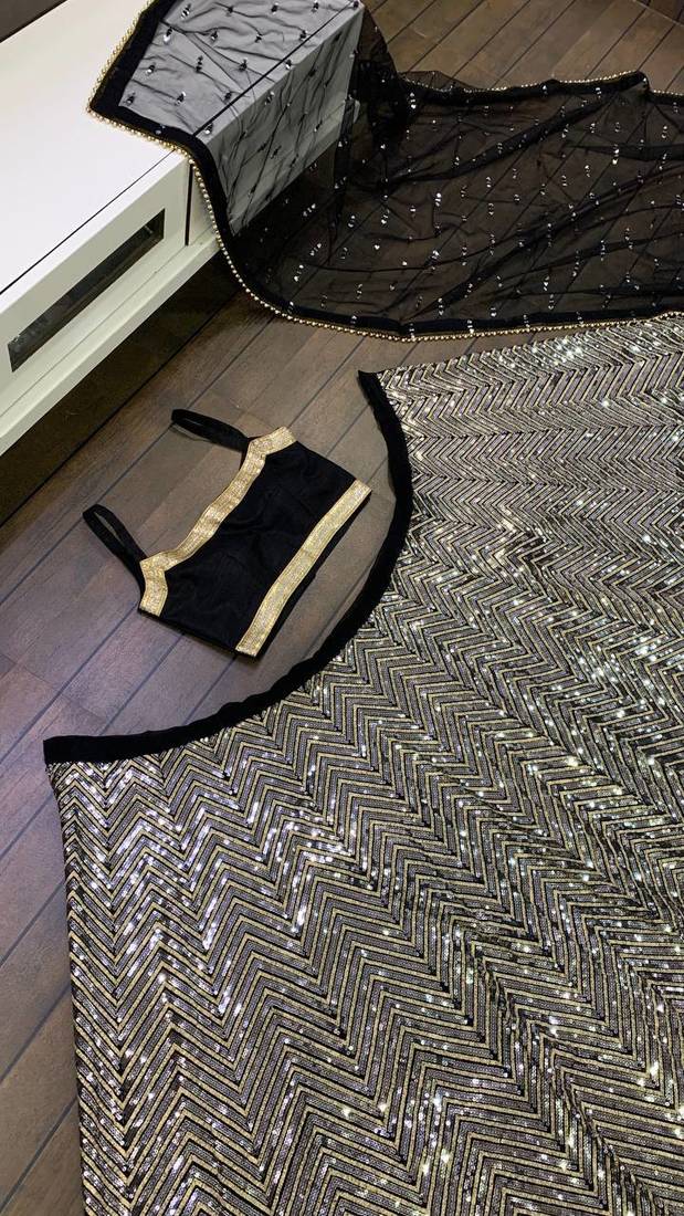 Georgette Sequins Work Embroidery Semi-Stitched Lehenga Choli with Dupatta For Women