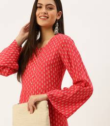 women's ankle length round neck pink ethnic motifs a-line kurta