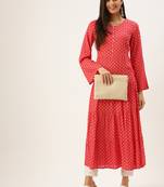 women's ankle length round neck pink ethnic motifs a-line kurta