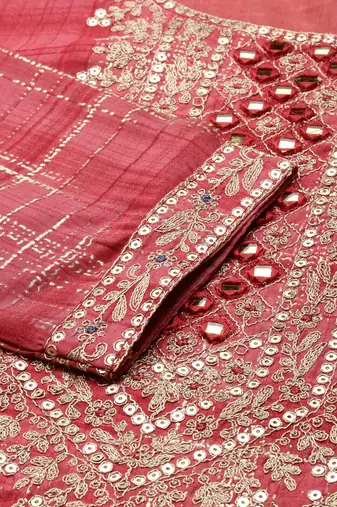women's knee length round neck coral embellished straight kurta