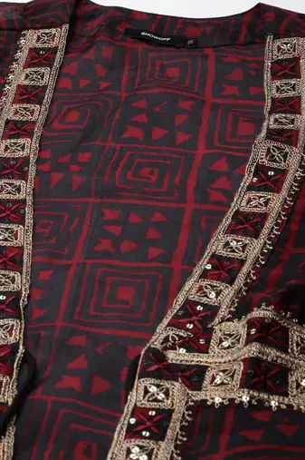 women's ankle length round neck maroon solid anarkali kurta