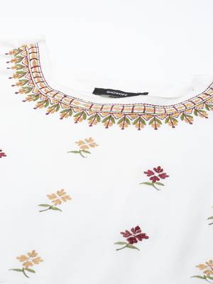 women's ankle length round neck multi colourblocked anarkali kurta 2