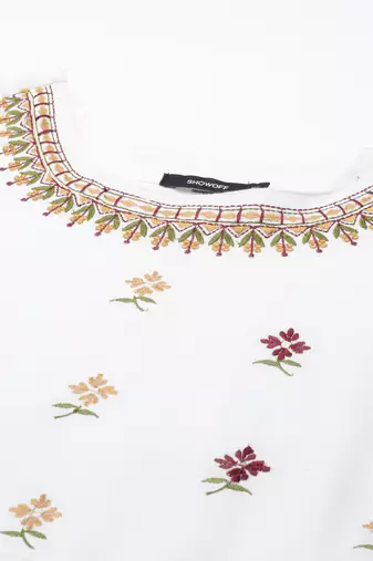 women's ankle length round neck multi colourblocked anarkali kurta