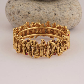 Mansiyaorange single anticlock wise screw openable ram darbaar matte gold kempu stones bangles for women 1