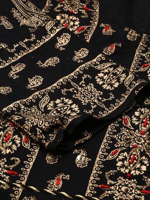 women's ankle length round neck black ethnic motifs anarkali kurta 3