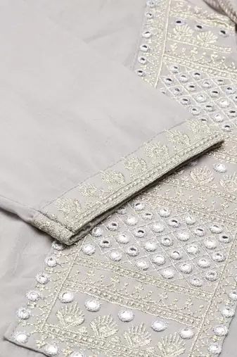 women's calf length round neck grey solid straight kurta