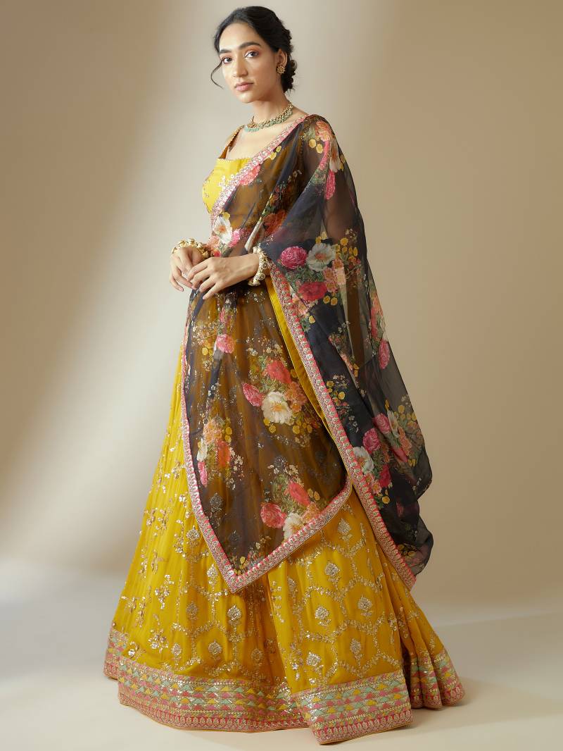 Yellow Party Wear Lehenga Choli for Women